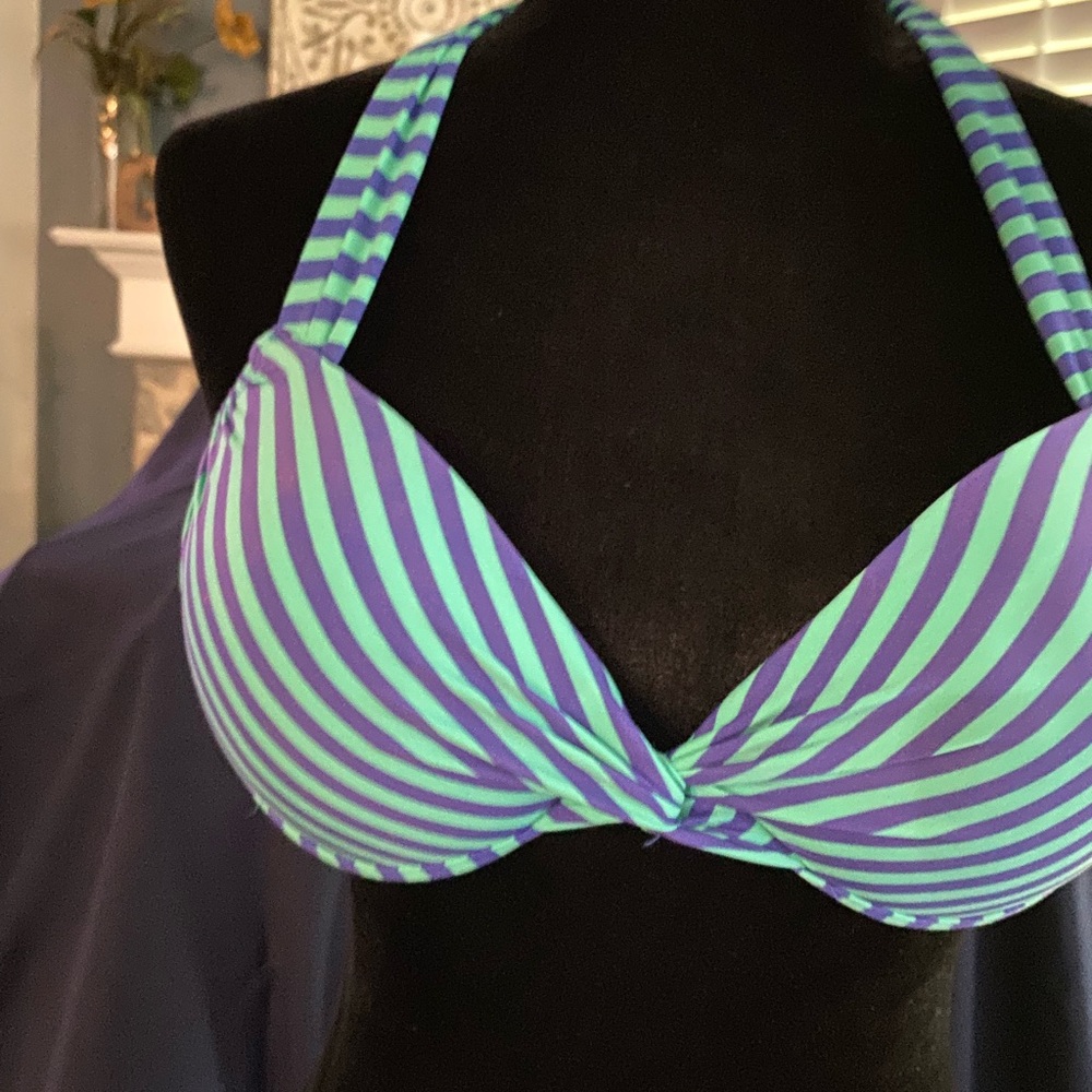 Blue and green bikini top size L